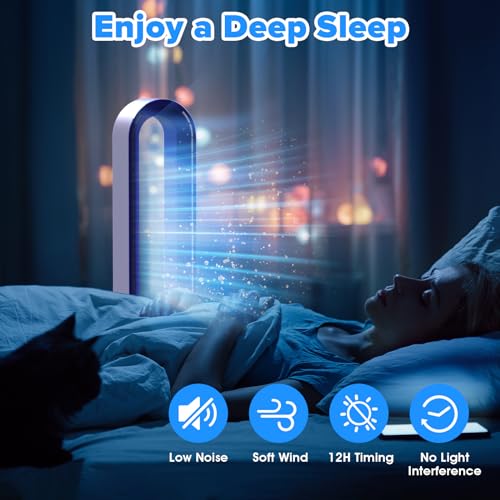 Cobuy Bladeless Tower Fan with Remote, Air Circulator Cooling Fan for Indoor Use, 24 Speeds Settings, 12 Timer, Quiet Oscillating Fan for Home Bedroom