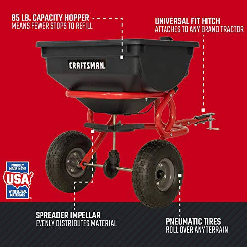 Craftsman CMXGZBF7124322 85-Pound Tow Broadcast Spreader, Red