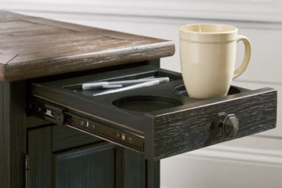Signature Design by Ashley Casual Tyler Creek Chairside End Table with USB Ports & Outlets  Grayish Brown/Black