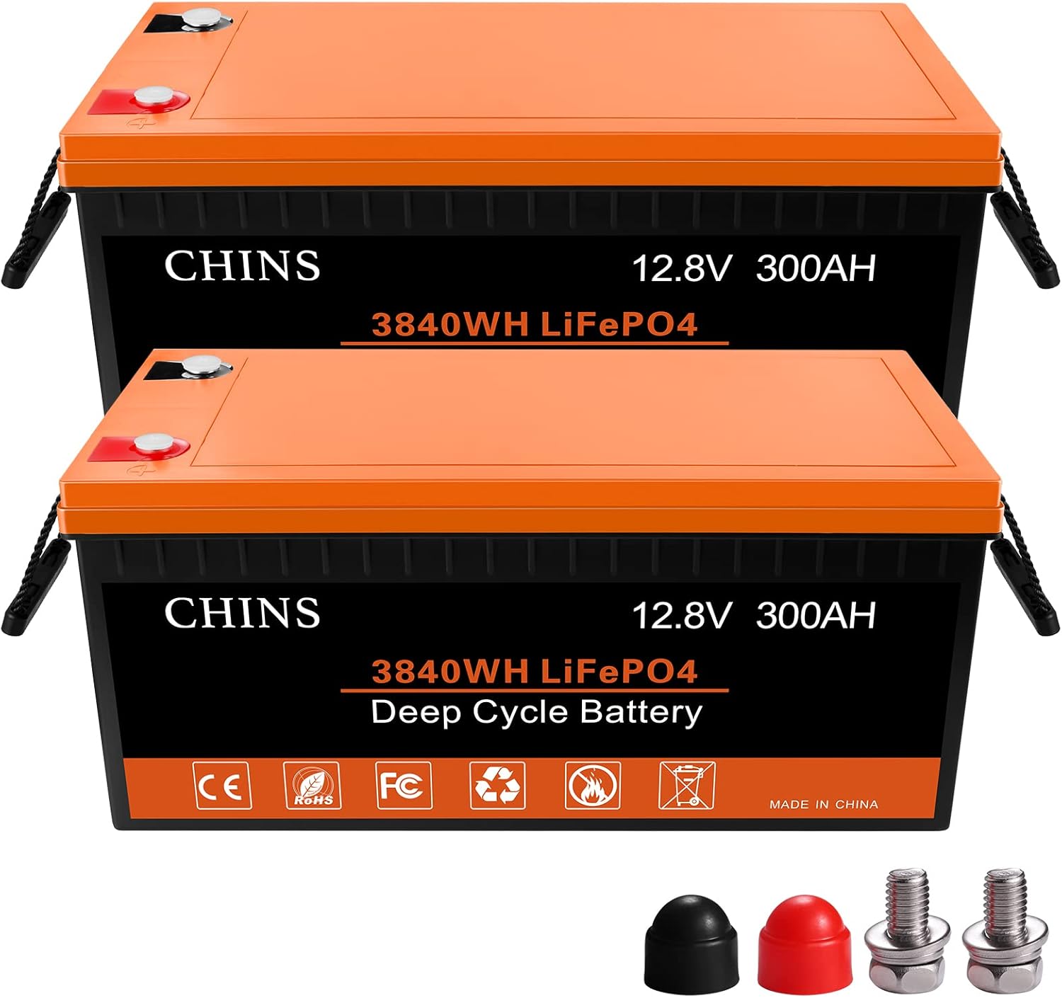 CHINS 12 Volt Battery | LiFePO4 Battery | 12V 100AH Lithium Battery | Built-in 100A BMS | Perfect for RV, Solar, Marine, Home Energy Storage and Off-Grid Applications etc.
