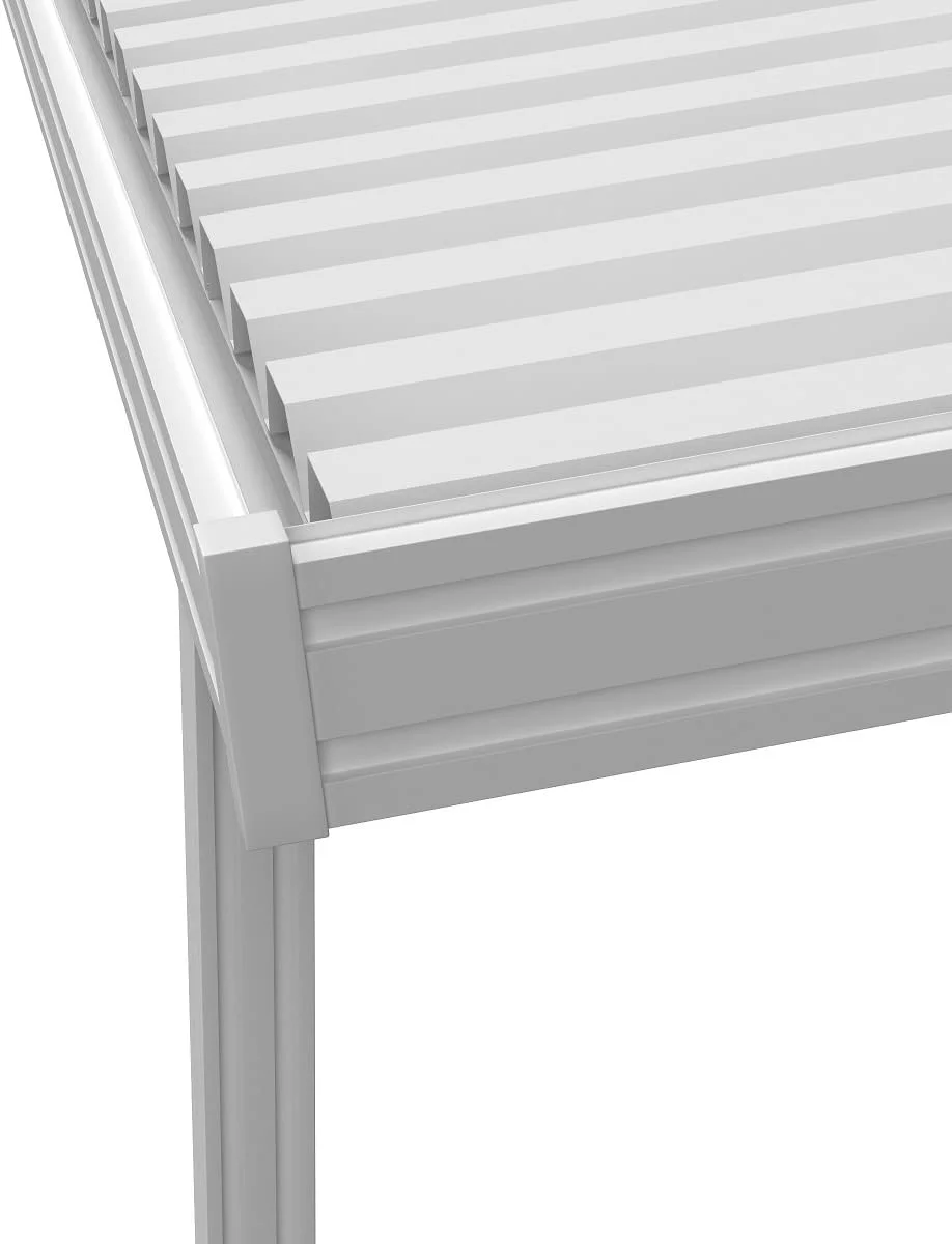 Four Seasons OLS TWV Series 12 ft wide x 8 ft deep Aluminum Patio Cover with 10lb Snowload & 2 Posts in White