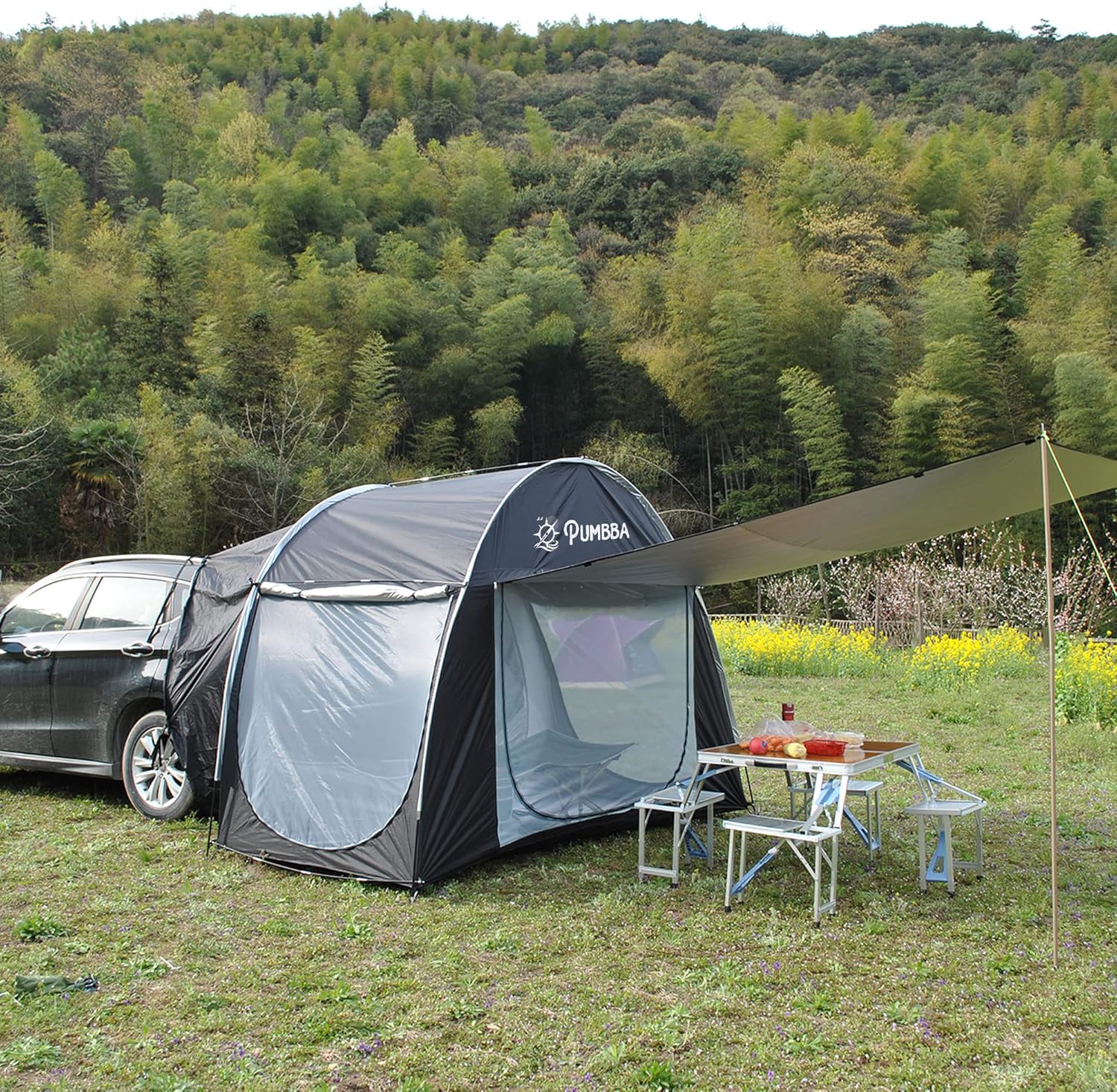 SUV Tents for Camping with Tall Hall - Car Tent with Screen Room - Car Camping Tents Outdoor Camping Tent Screen Tent (Black)
