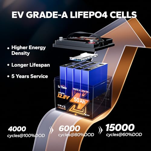 LiTime 12V 100Ah LiFePO4 Battery BCI Group 31 Lithium Battery Built-in 100A BMS, Up to 15000 Deep Cycles, Perfect for RV, Marine, Home Energy Storage