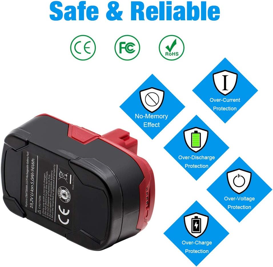 5.0Ah C3 19.2V Battery for Craftsman 19.2-Volt DieHard 130279005 Battery XCP 1323903 130211004 11045 315.115410 315.11485,2Pack Pack of 2