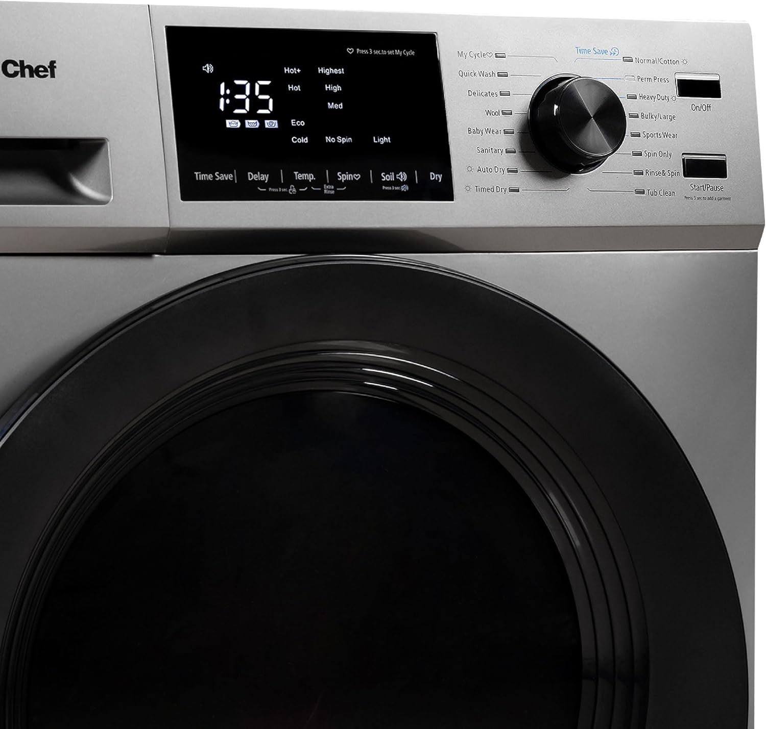 Magic Chef Front-Load Washer and Dryer Combination, Space-Saving Clothes Dryer and Washing Machine, 2.7 Cubic Feet, Silver