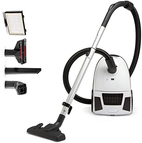 Canister Vacuum Cleaner - Jill Compact Vacuum, for Hardwood Floors and Rugs, Dual Certified Hepa Filtration, Bagged