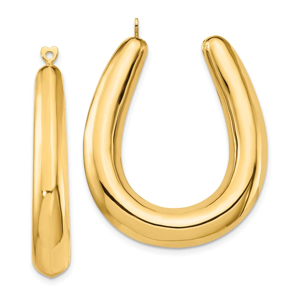Primal Gold 14 Karat Yellow Gold Polished Hollow Hoop Earring Jackets - Curated Treasures Market