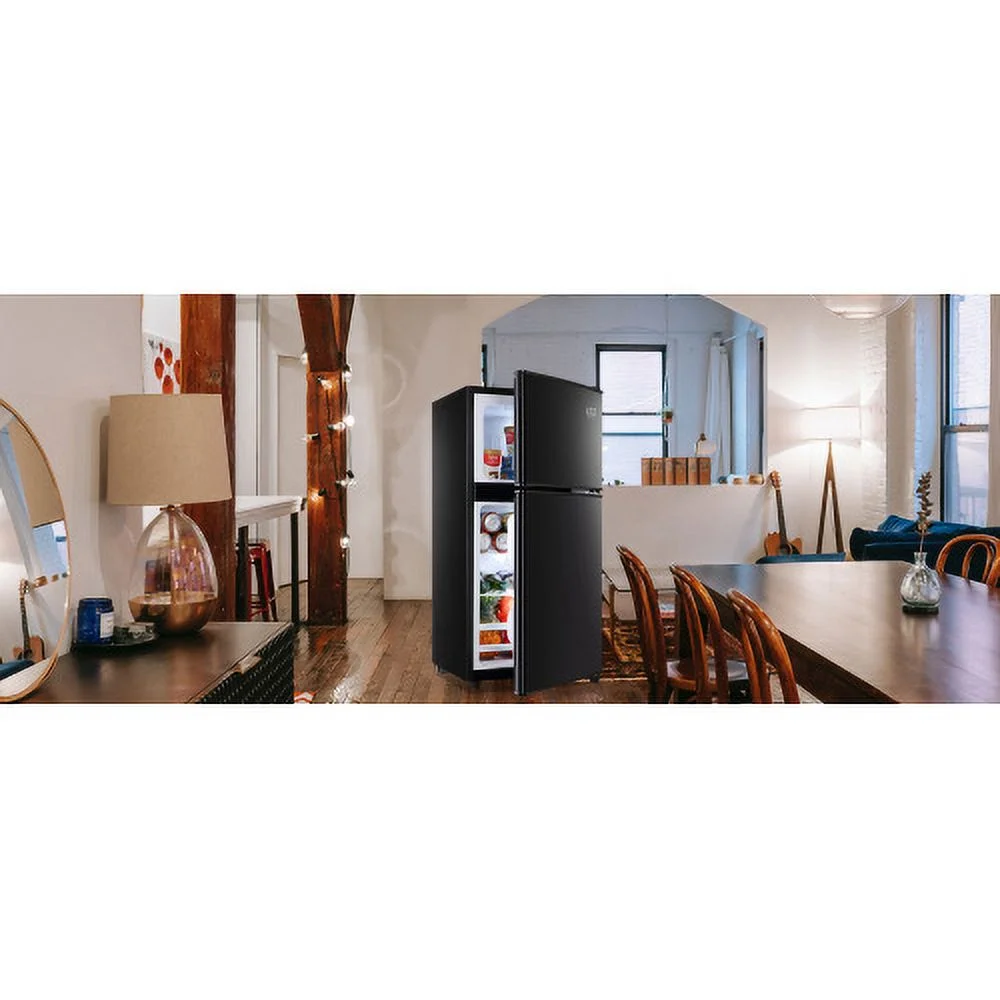 3.5 Cubic Feet Refrigerator, ZPL Compact Refrigerator, Mini Fridge with Freezer and 2 Door, 7 Level Thermostat Removable Shelves for Kitchen, Dorm, Apartment, Bar, Office, Silver