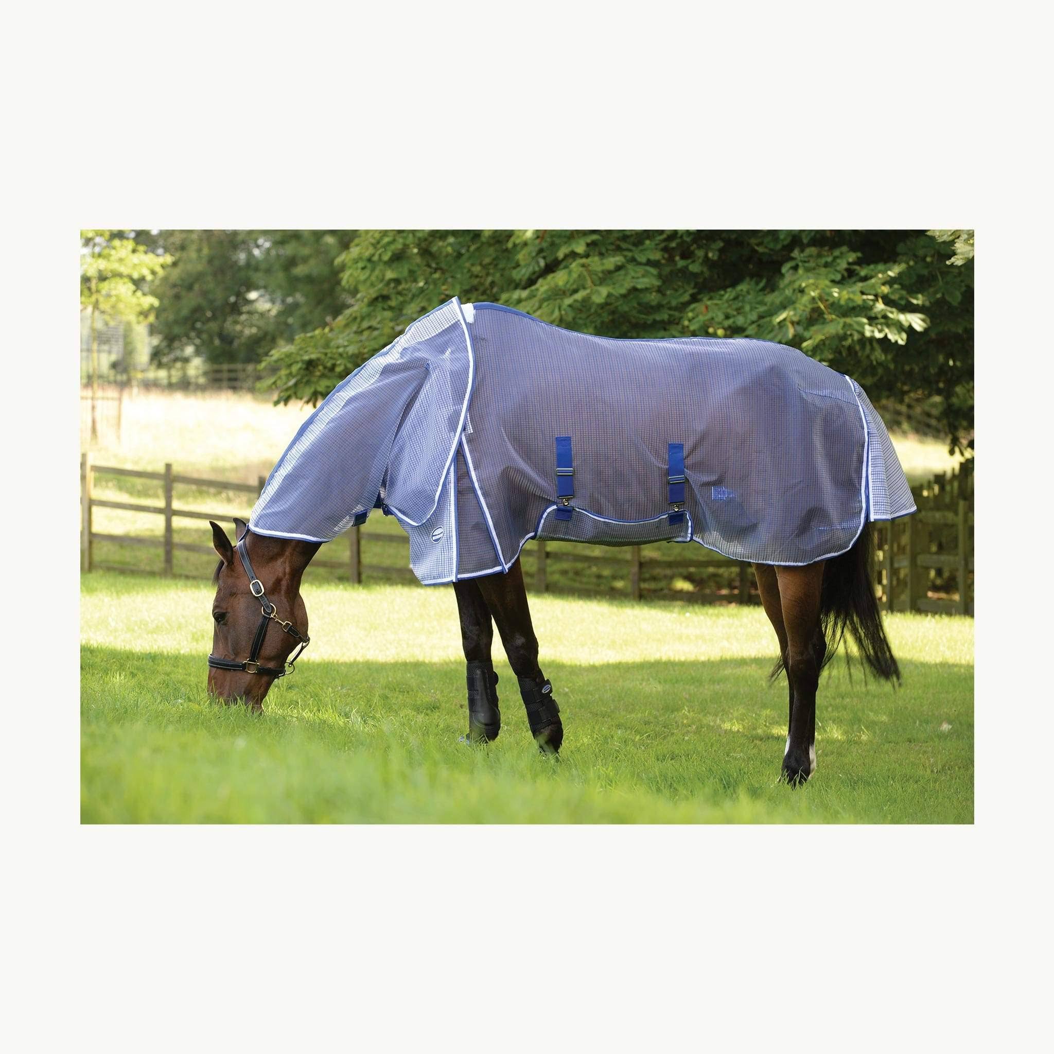 Weatherbeeta ComFiTec Ripshield Plus Detach-A-Neck Fly Sheet - White/Blue
