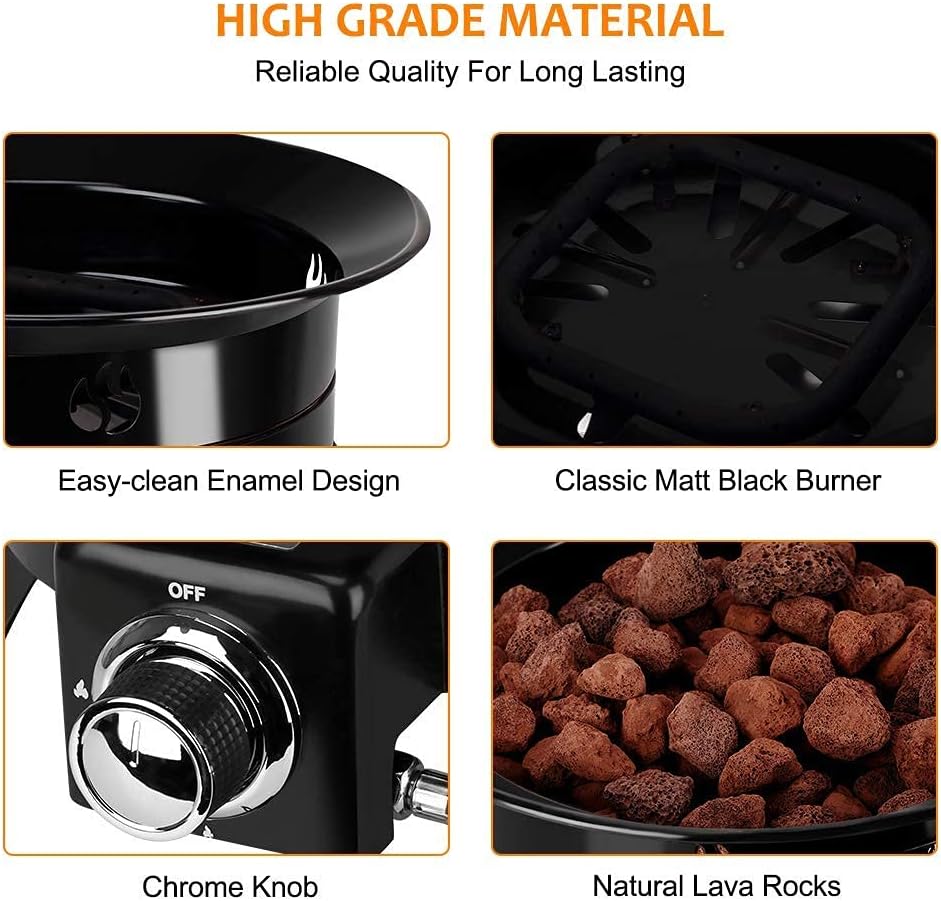 Camplux Portable Propane Gas Fire Pit, FP19AL Outdoor Fire Bowl with Cover and Carry Kit, Auto-Ignition 19 Inch Diameter 52,000 BTU