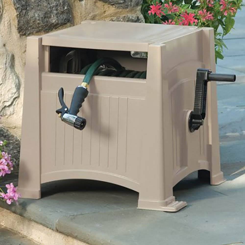 Suncast 165 ft Capacity Resin Garden Hose Reel Hideaway, Light Taupe (2 Pack)