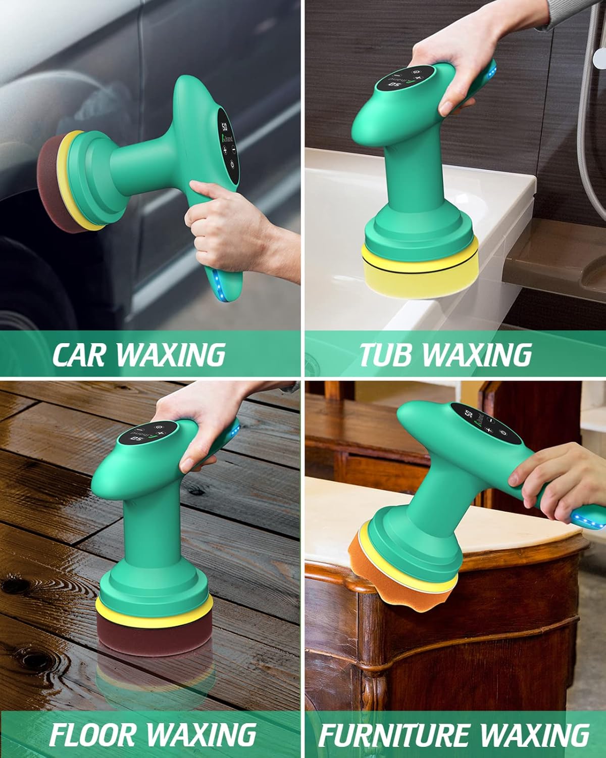 Cordless Car Polisher, 4inch 2500-6000 RPM Orbital Polisher with 8 Pads, Aihand Lightweight Micro Cordless Buffer with Polish/Paste Wax for Car Detailing/Waxing, 6 Speeds, 12V with LCD Display Pack of 2