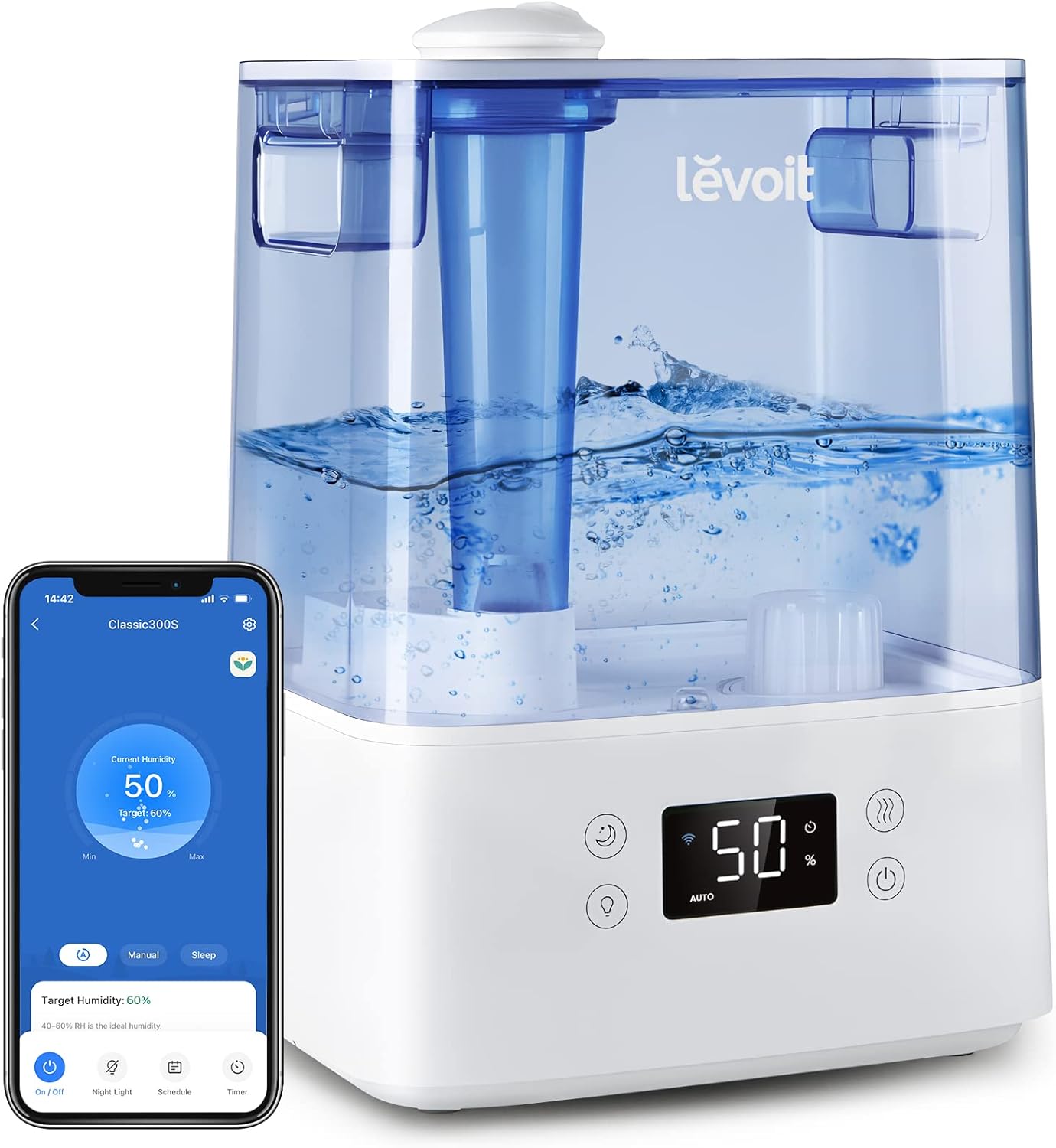 LEVOIT Air Purifier for 1800 Ft2 Room with Humidifier, 6L Tank, Essential Oil Diffuser, APP Control