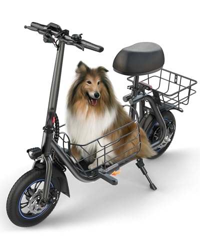 Electric Scooter with Seat for Adults, 550W Powerful Motor, 20-Mile Range, Speed up to 18.6MPH, Ample Storage for Pets & Cargo, Electrically-Powered Motor Scooters