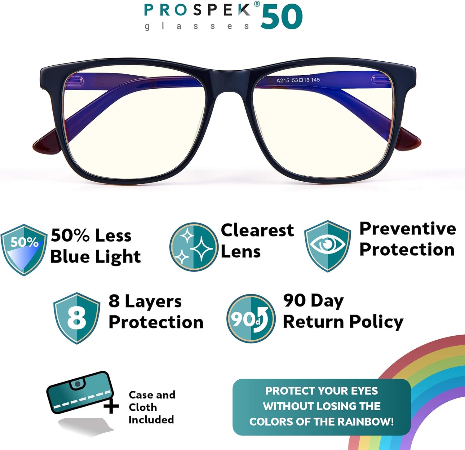 Blue Light Computer Glasses PROSPEK, Amber, Anti Glare Clear Lens, Protect from Screen's Blue Light, High Optical Quality Lenses