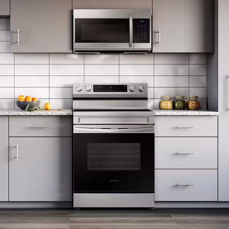 6.3 cu. ft. Smart Freestanding Electric Range with Steam Clean in Stainless Steel