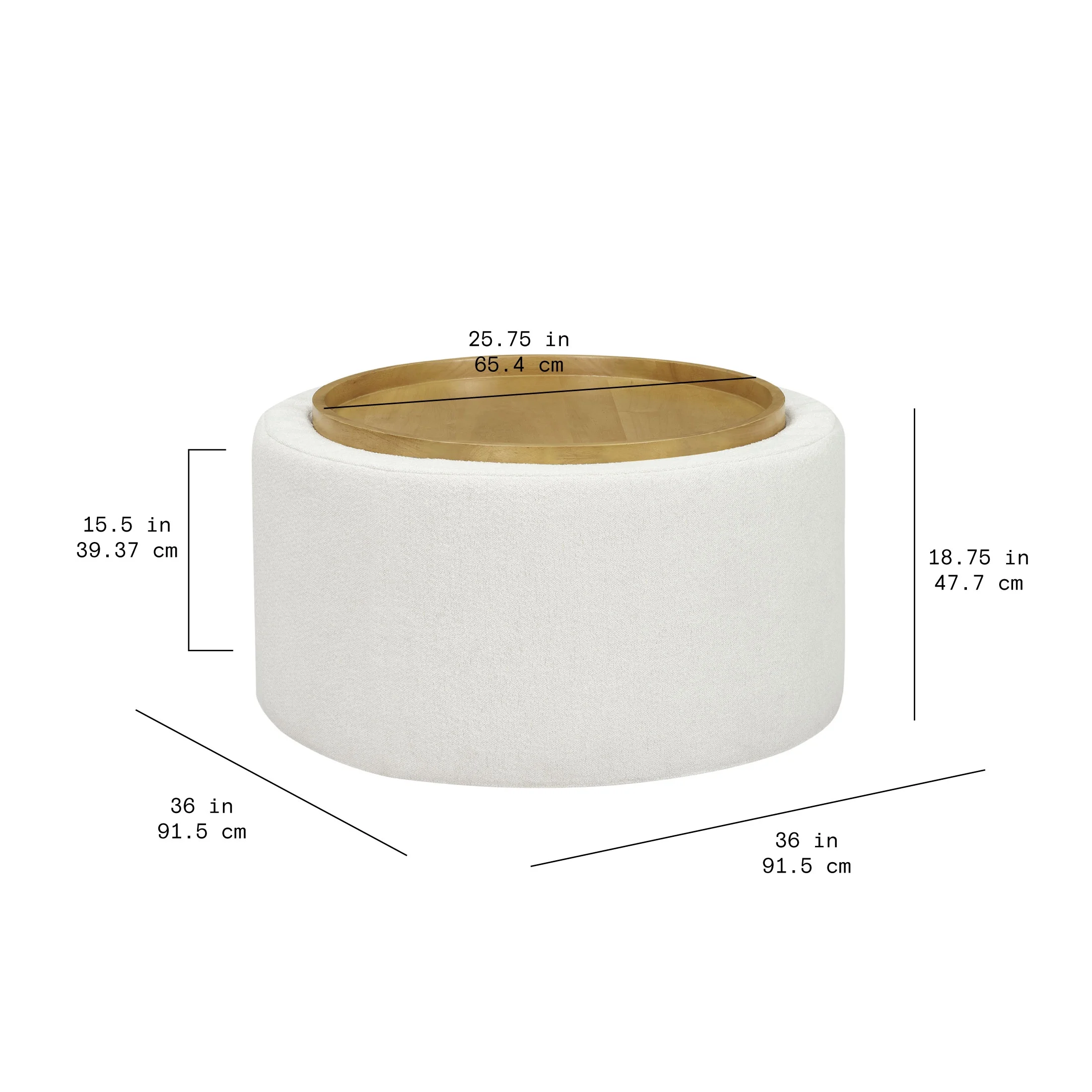 Beautiful Drew Stowaway Coffee Table with Storage by Drew Barrymore, Cream