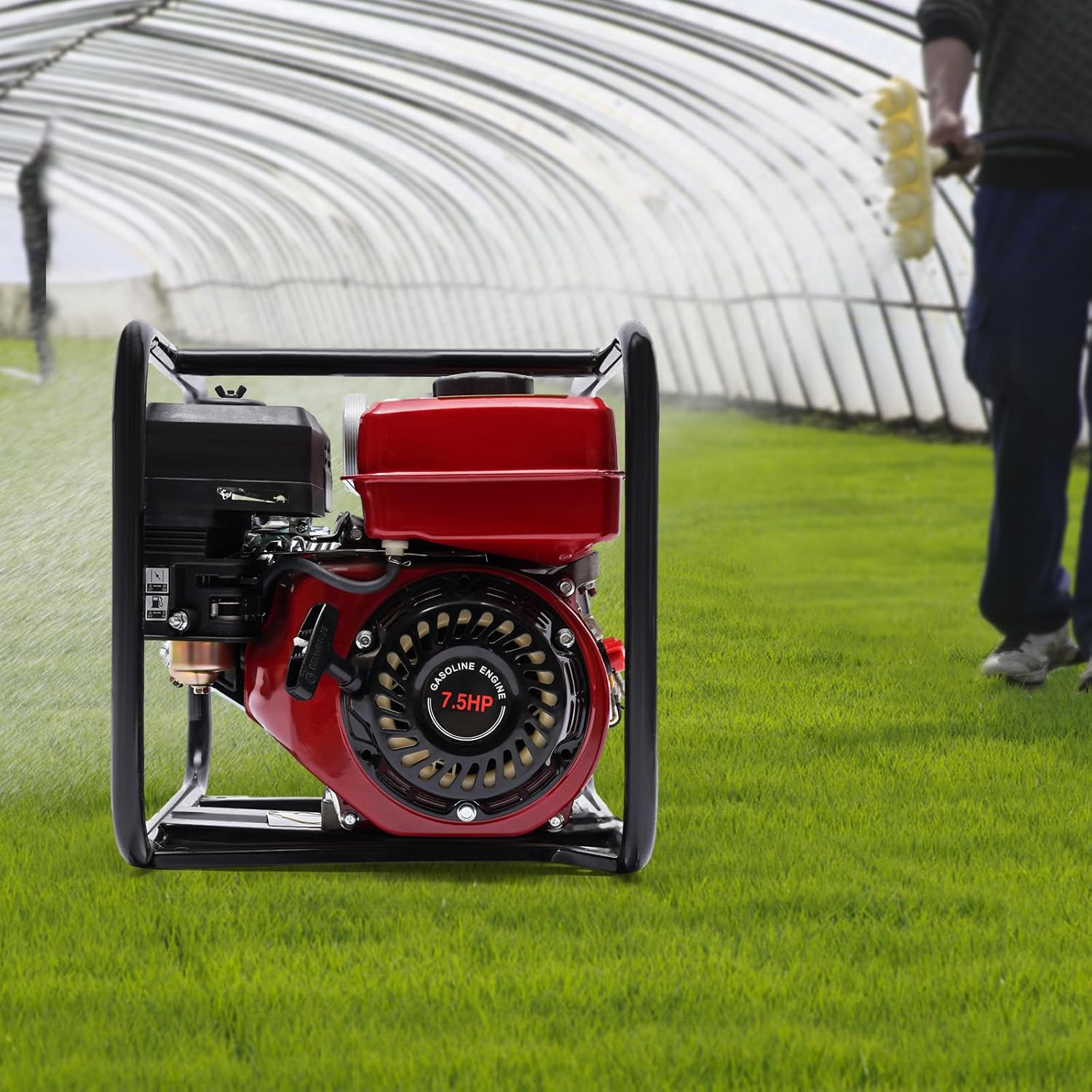 7.5HP 3"Gasoline Powered Water Pump Water Transfer Garden Farm Irrigation Petrol Pump, Portable Engine Intake 60m3/h with Water Filtration Systems