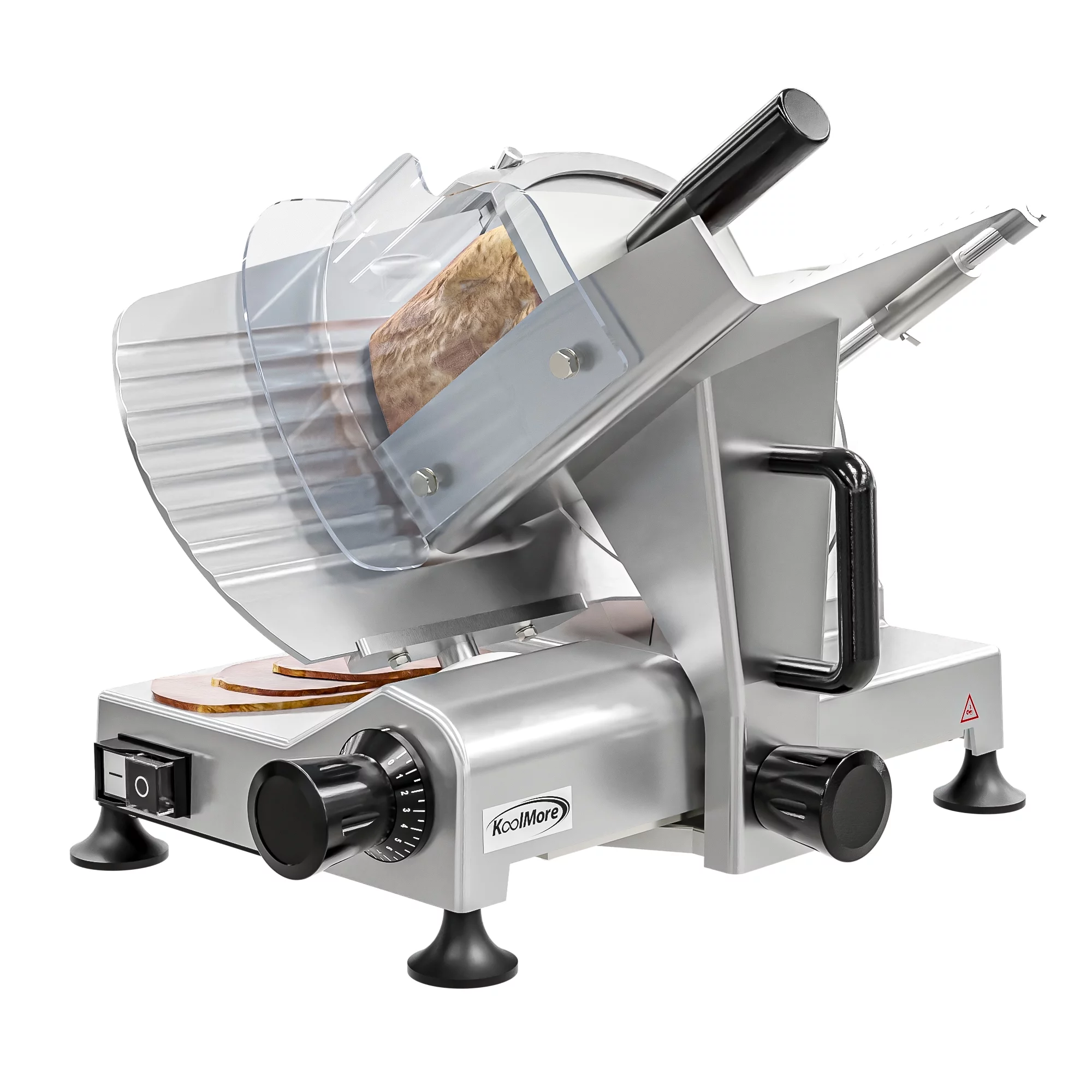 Commercial Deli Meat Slicer with 10” Carbon Steel Blade for Cutting and Slicing Food (Ham, Deli, Cheese, etc.) Electric Cutter with Adjustable Thickness [Silver]