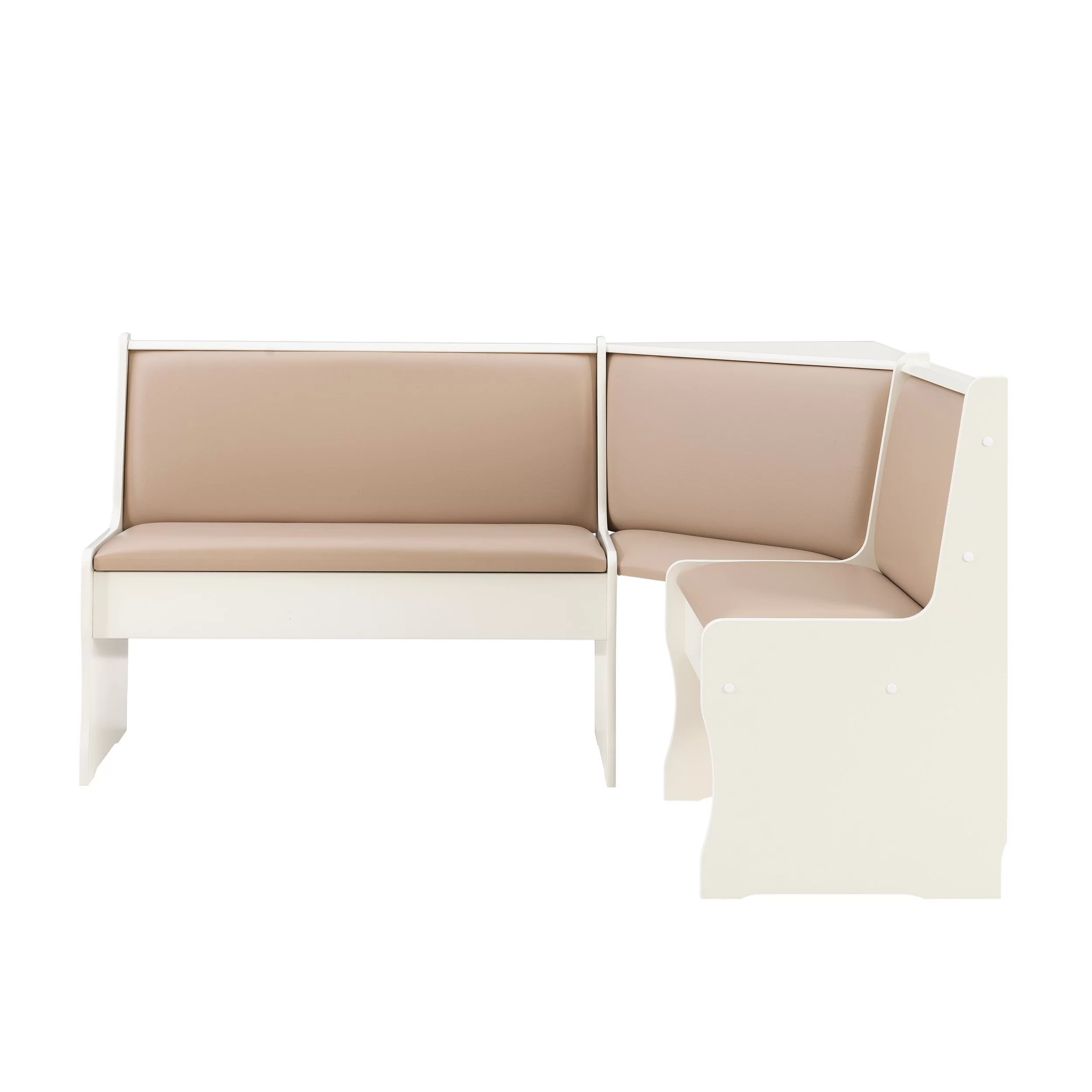 Linon Stella Dining Nook, Table, and Bench Set with Storage, Seats 5, Tan/Tan