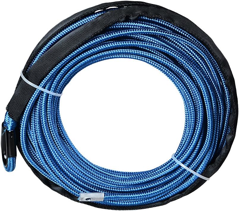 Astra Depot 85ft x 3/8 inch Synthetic Winch Line Rope 20500LBs and Heat Rock Guard Compatible for ATV UTV RV Truck KFI Marine Boat