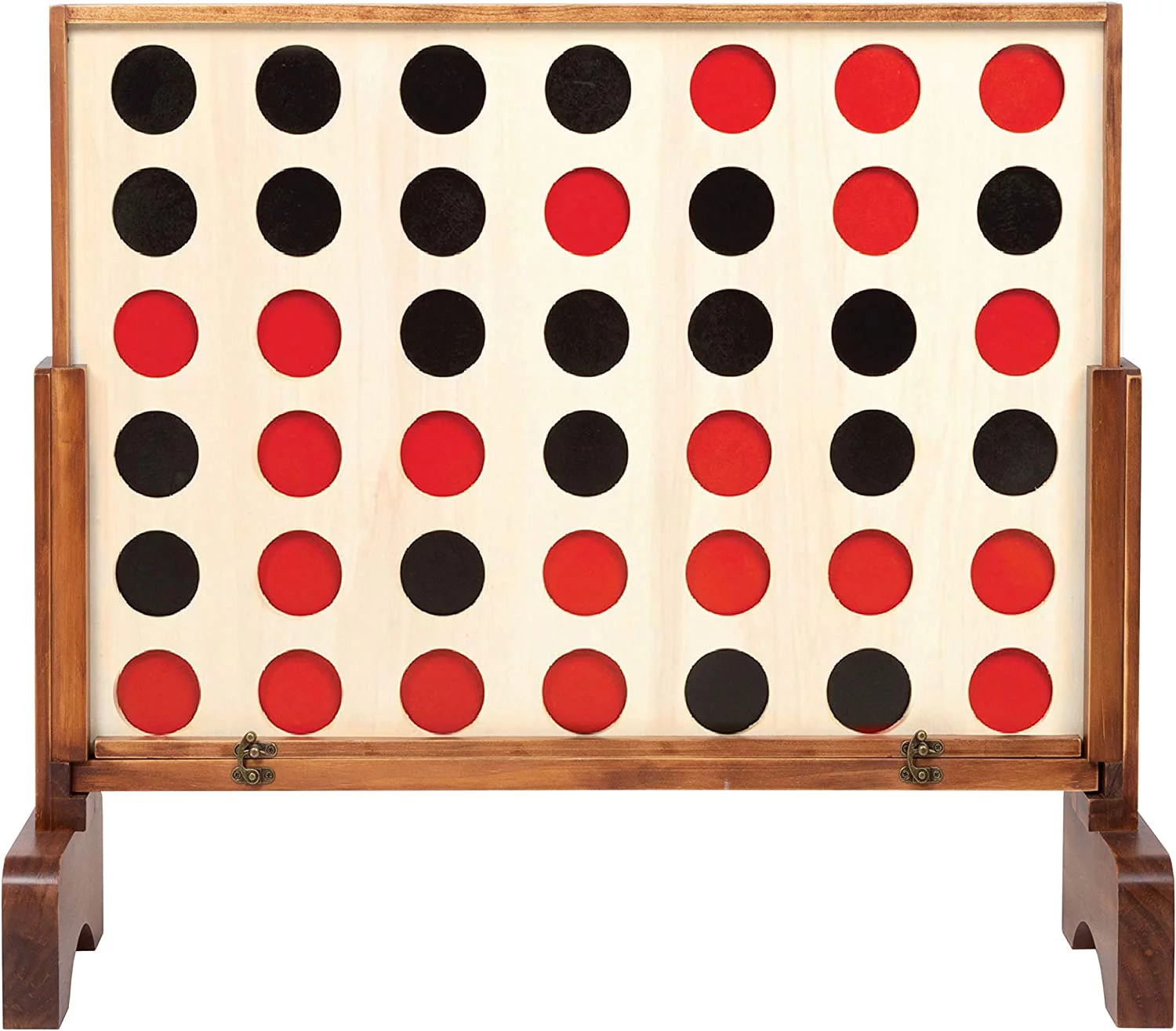 Giant Wooden 4 in a Row Game - Drop Four Connect Board Game Outdoor Game with Coins, Case and Rules