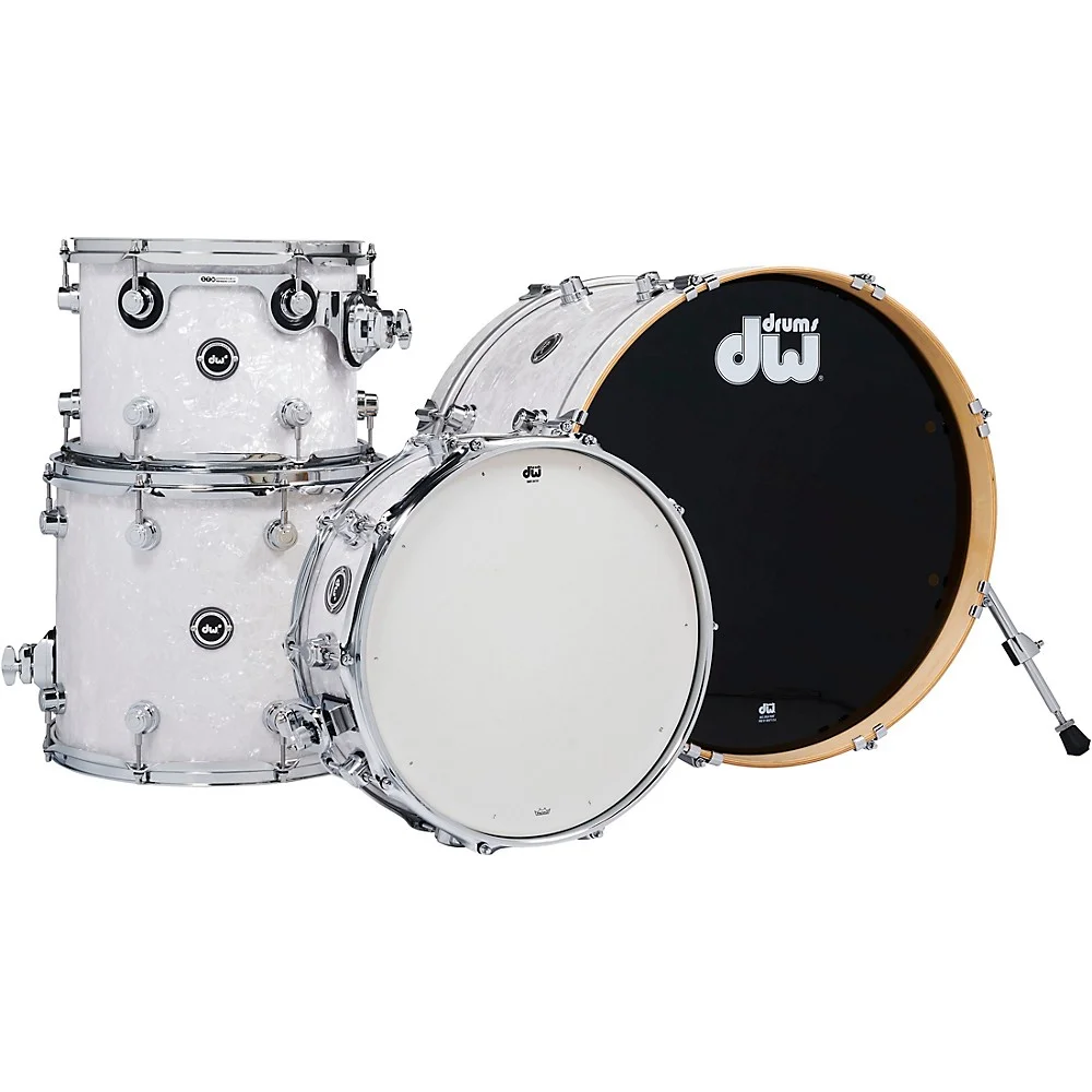 DW DWe Wireless Acoustic-Electronic Convertible 4-Piece Shell Pack With 20" Bass Drum Finish Ply White Marine Pearl - Curated Treasures Market