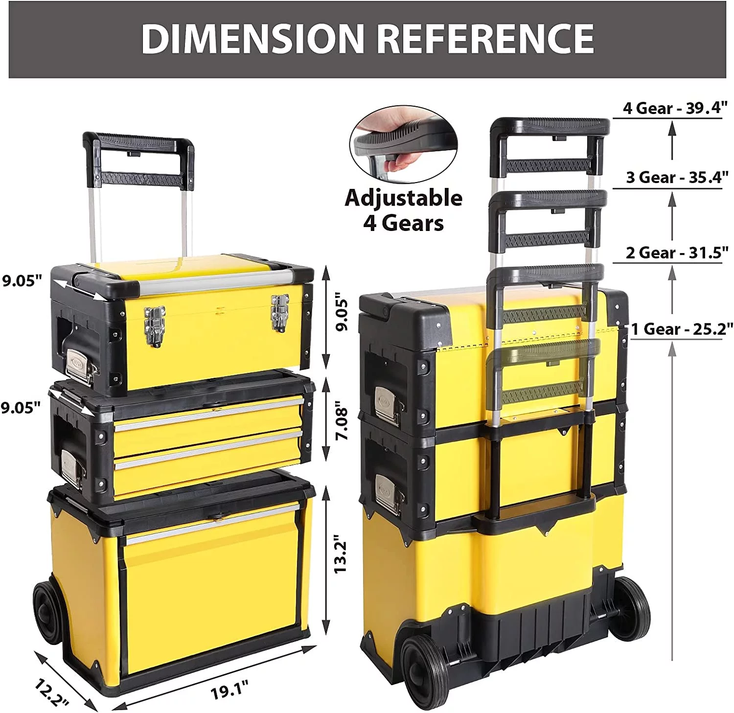 Big Red Rolling Tool Chest with Wheels Stackable Tool Storage Cabinet with 3 Drawers for Garage Workshop