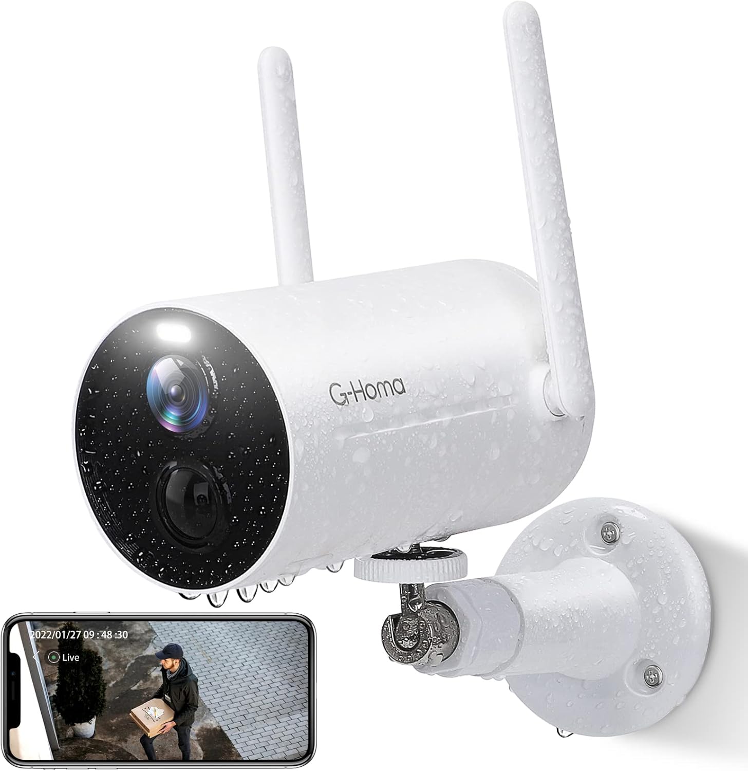 Security Camera Wireless Outdoor, G-Homa WiFi 1080P Battery Powered Cameras for Home Security with Spotlight Color Night Vision/Siren Alarm/2-Way Audio/Waterproof/Smart AI Motion Detection, SD/Cloud
