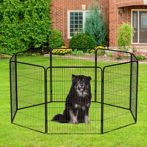 BestPet Dog Playpen Indoor 40 inch 16 Panels Metal Dog Pen Pet Dog Fence Outdoor Exercise Pen with Doors,Pet Puppy Playpen for RV Camping Yard, Black