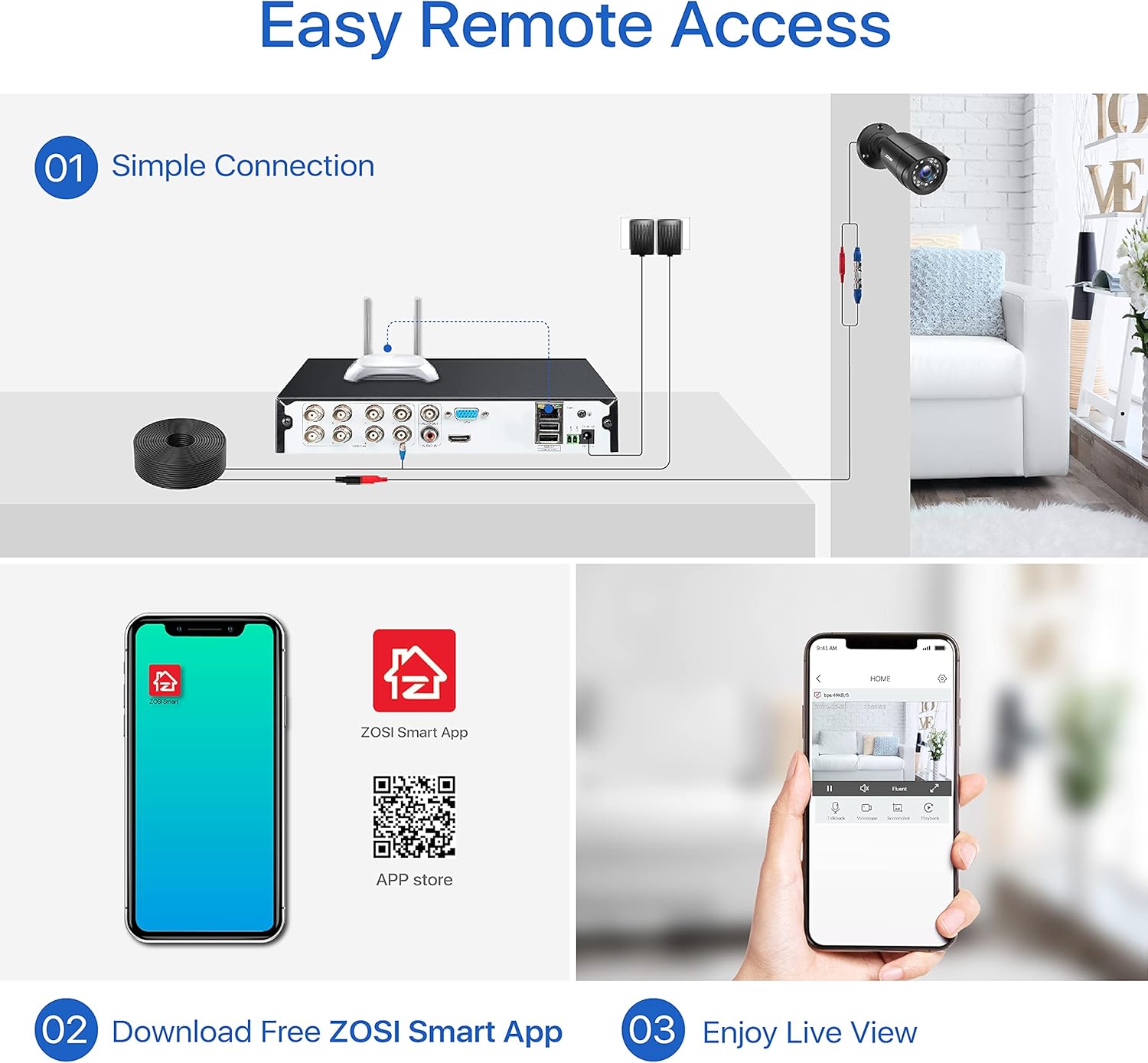 ZOSI H.265+ 8CH 5MP Lite 4-in-1 Surveillance DVR Recorders with Hard Drive 2TB for HD-TVI, CVI, CVBS, AHD 960H/720P/1080P/5MP CCTV Security Cameras System, Motion Detection, Remote Viewing,Alert Push
