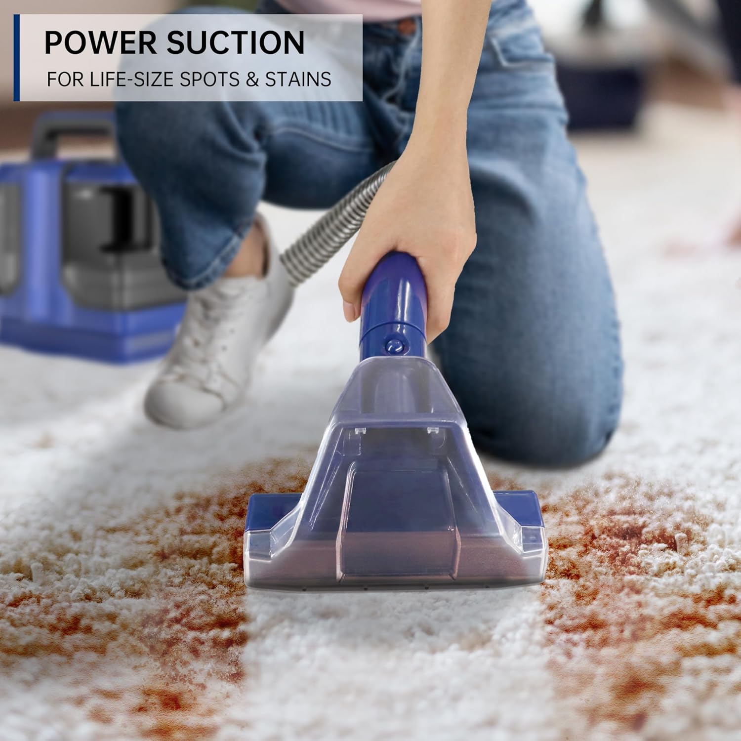 Carpet Cleaner Machine Upgraded,18Kpa 3 in1 Portable Upholstery Machine,500W Couch Cleaner with Tough Stain Tool&Wide Path Tool, Upholstery Deep Cleaner for Furniture, Pet Stain, Car,16.4ft Cord