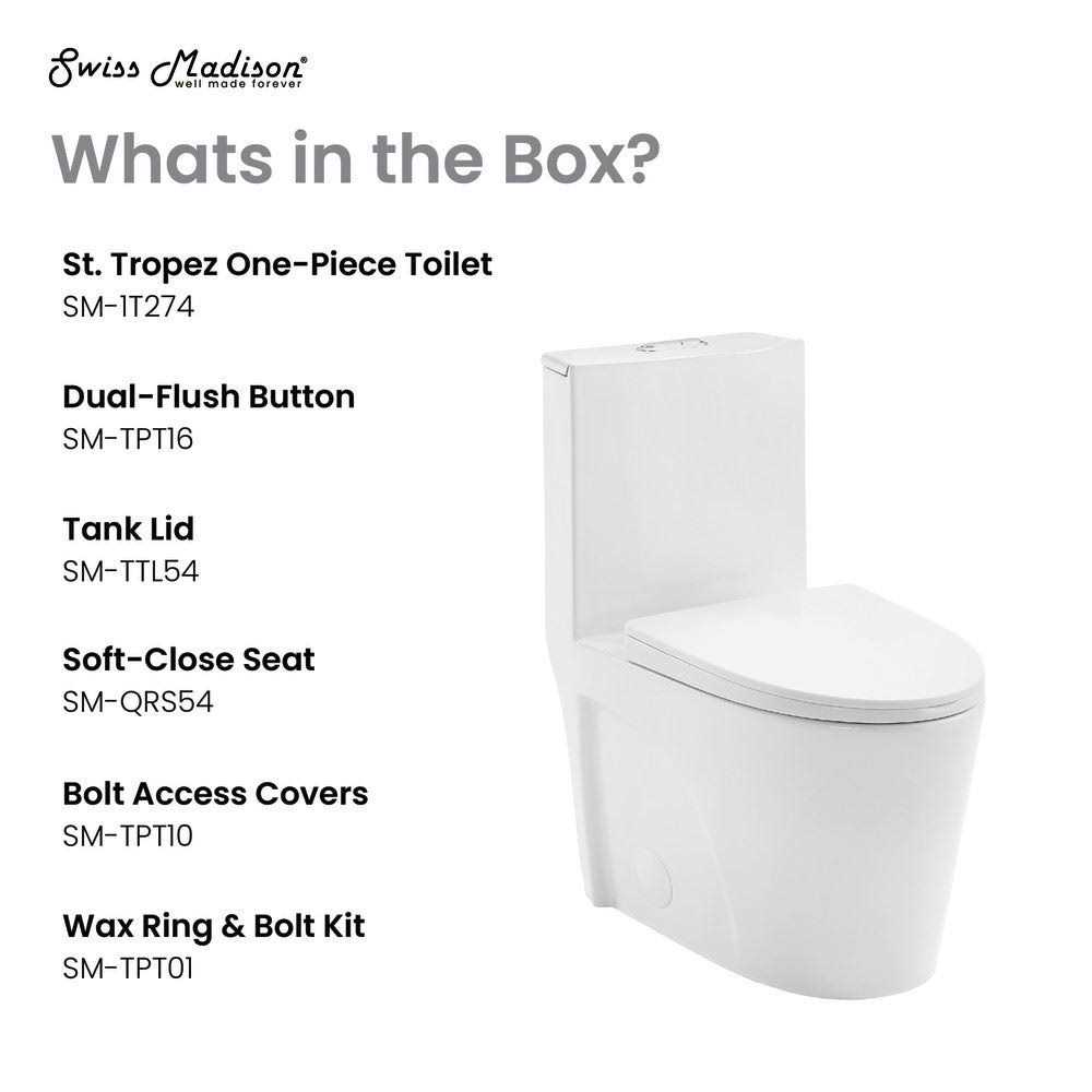 Swiss Madison St. Tropez One Piece Elongated Toilet Dual Vortex Flush 1.1/1.6 gpf with 10 Rough-In - Shop Hardware Tools Online Store