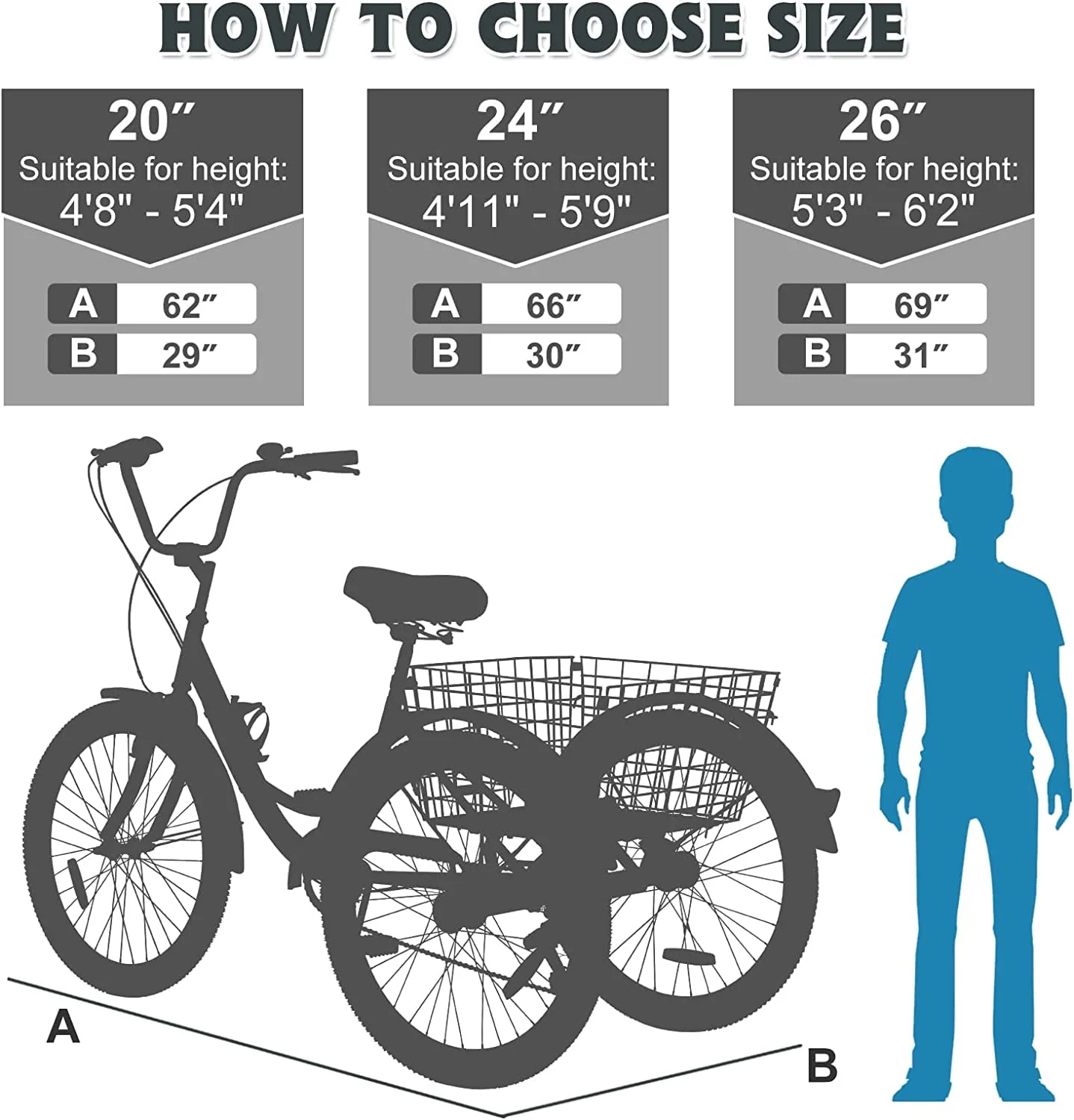MOONCOOL Adult Tricycles, Single Speed Three Wheel Bike for Adults, 24 inches Adult Trikes for Men, Women, Seniors with Low Step Through