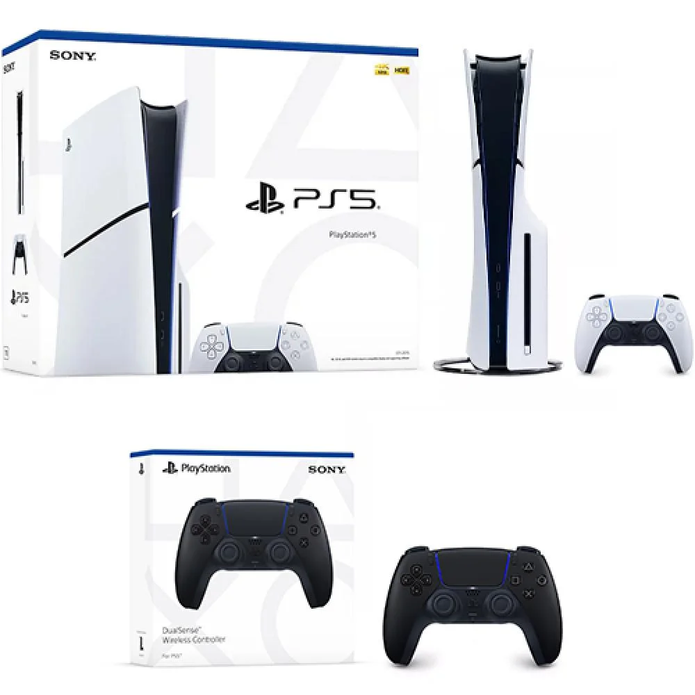 PlayStation 5 Slim Console + PlayStation 5 DualSense Wireless Controller Midnight Black - Includes PS5 Console & DualSense Controller - 16GB RAM 1TB SSD - Custom Integrated I/O - Up to 120fps @ 120... - Curated Treasures Market