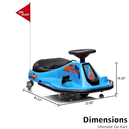 24V Electric Drifting Go Kart for Kids with High/Low Speed, 360 Degrees Rotating Ride On Drift Car, Ride On Drift Car Toys Vehicles, Crazy Cart for Kids 6-12 Years Old, Red