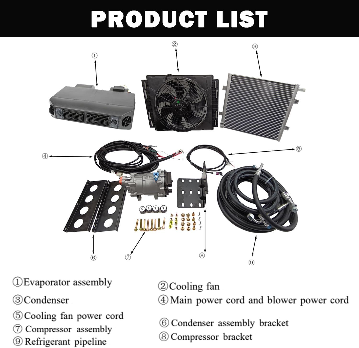 12V Air Conditioner Auto Universal Under Dash A/C Kit Heating and Cooling Car ac System Fit for Van Auto RVs Truck Electric Parking air Conditioning Energy Saving (Heat&Cool 404-100-01)