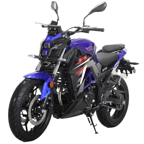 X-PRO Python 250 Electronic Fuel Injection Street Motorcycle with Manual Transmission, Electric Start! 17" Wheels! Assembled In Crate! (Black)