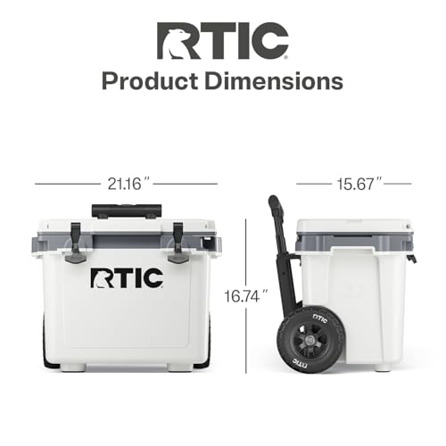 RTIC 22 QT Ultra-Light Wheeled Cooler with Handle, Hard Insulated Portable Ice Chest Box for Beach, Drink, Beverage, Camping, Picnic, Fishing, Boat, Barbecue