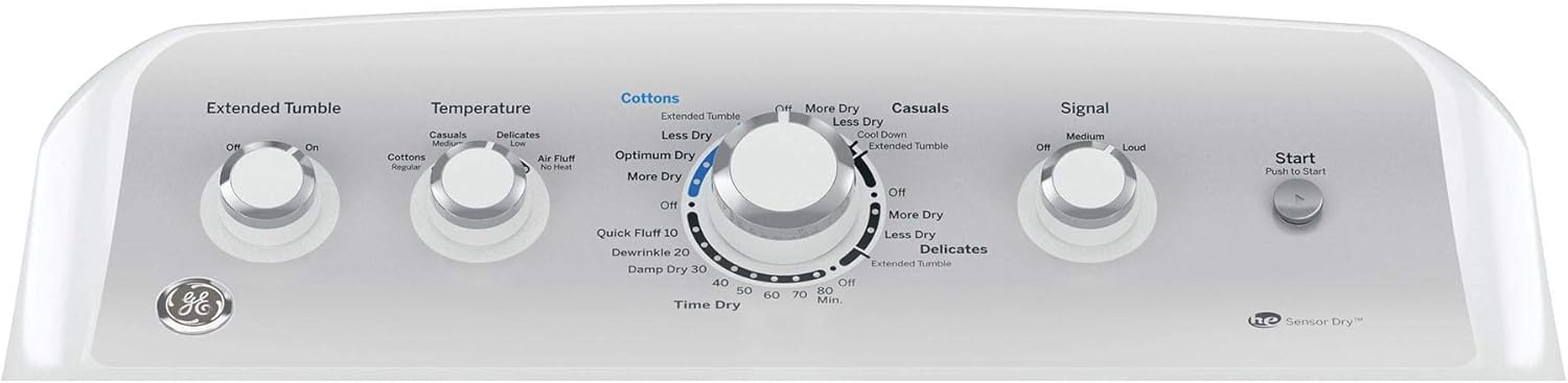 GE GTD45EASJWS Aluminized Alloy Drum Electric Dryer with HE Sensor Dry, 7.2 Cu. Ft. Capacity, White