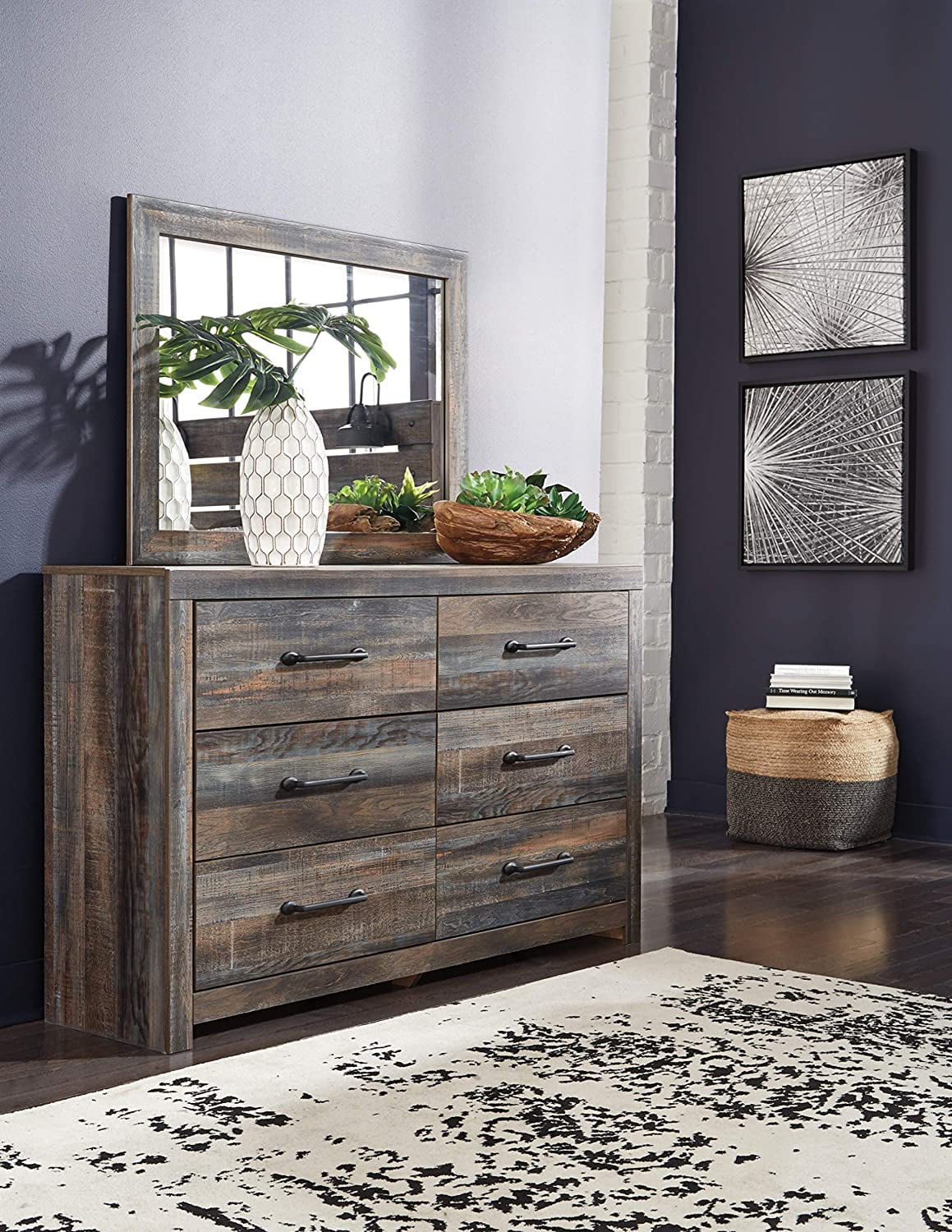 Ashley Furniture Drystan 6 Drawer Dresser in Burnt Orange and Teal