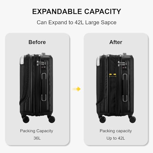 LEVEL8 Grace Carry on Luggage Airline Approved, 20 Inch Expandable Hardside Suitcases with wheels, Abs+Pc Harshell Spinner Luggages with Tsa Lock, Red