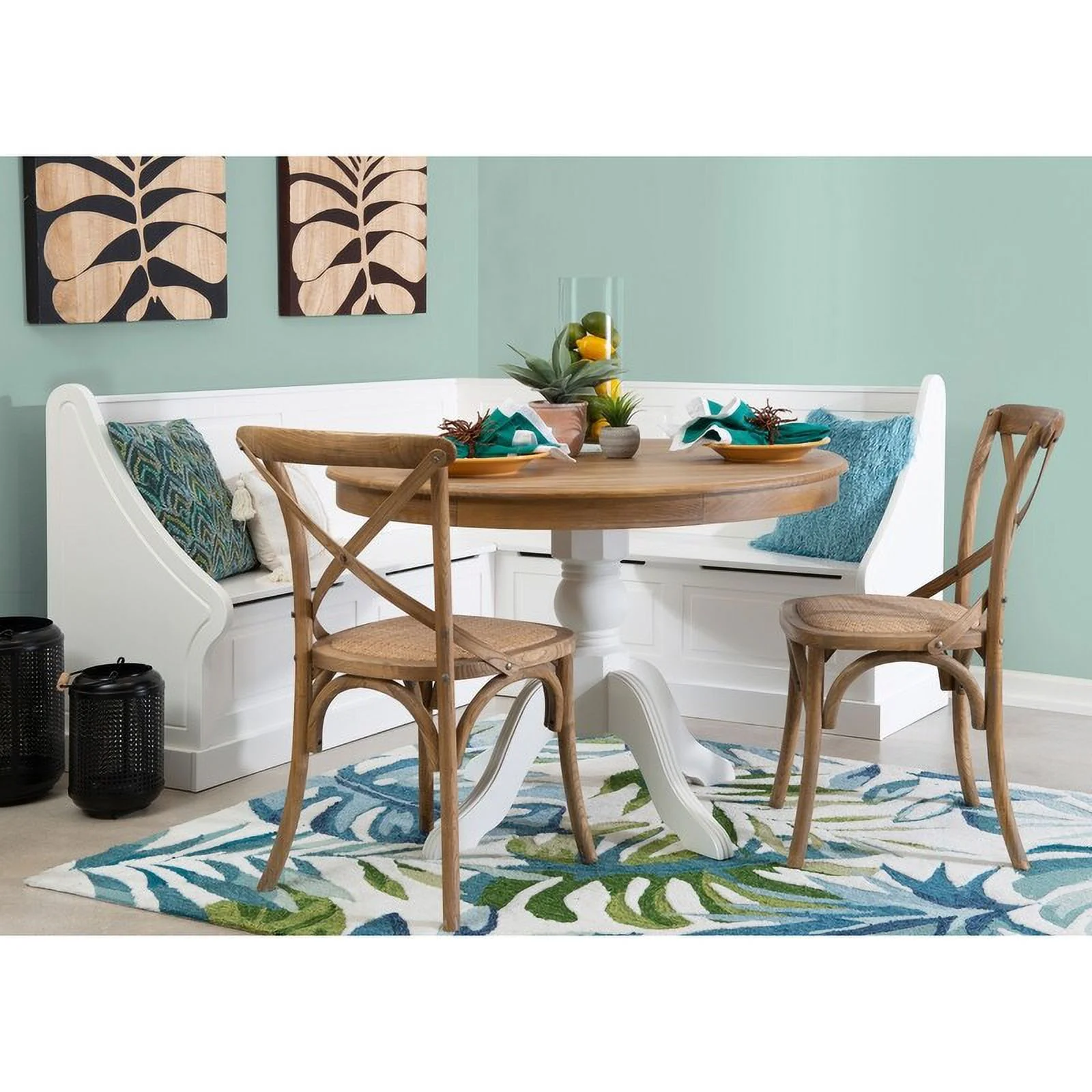 Linon Josie White Corner Breakfast Nook
