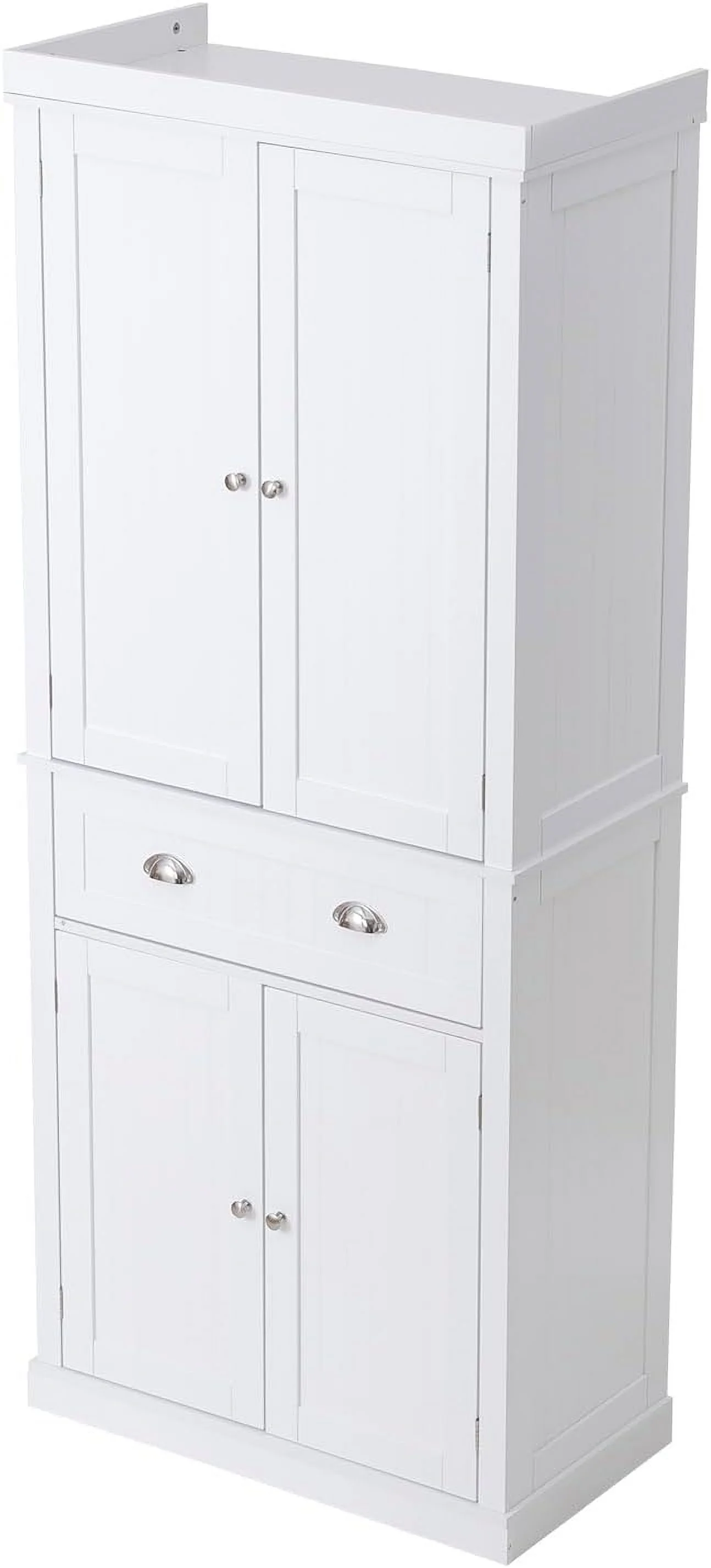 TJUNBOLIFE 72"  Freestanding Utility Cabinets with Doors  Drawer and 3 Adjustable Shelves  Tall Food Buffet Pantries for Kitchen  Living  Dinning Room  Laundry  Pearl White