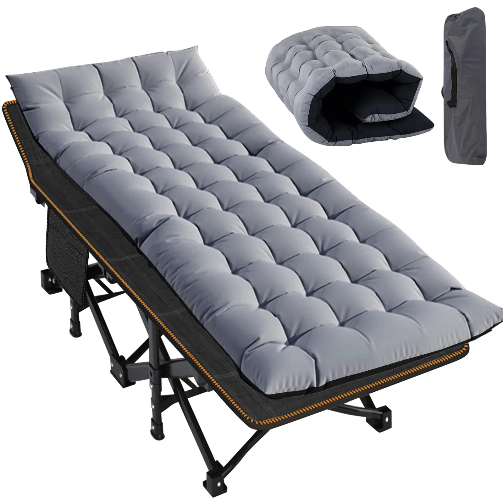 NAIZEA 78" Oversized XL Folding Bed Cot with Mattress, Folding Camping Cot with Carry Bag, Portable Rollaway Guest Sleeping Cot, Guest Bed, Support 900 lbs