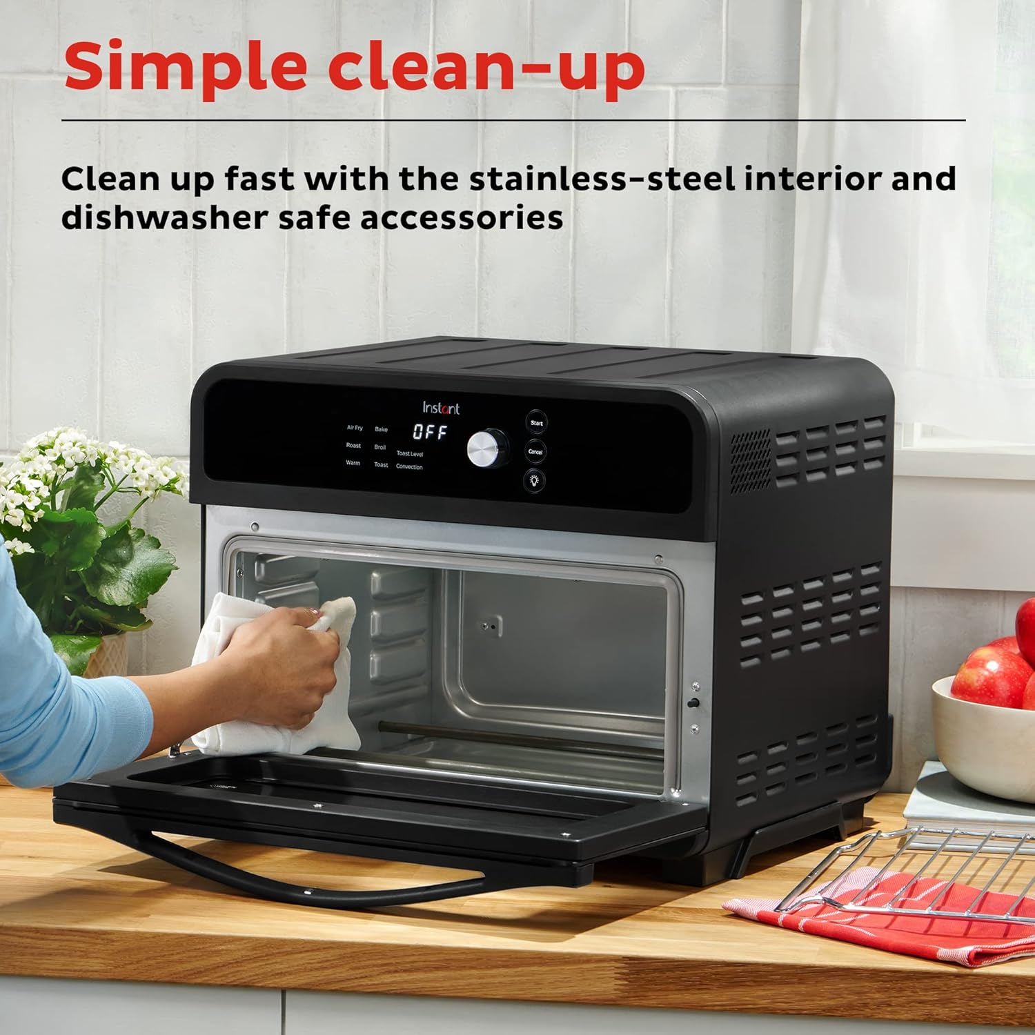 Instant Omni 19QT/18L Toaster Oven Air Fryer, 7-in-1 Functions, Fits 12" Pizza, Crisps, Broils, Bakes, Roasts, Toasts, Warms, Convection, 100+ In-App Recipes, from the Makers of Instant Pot, Black