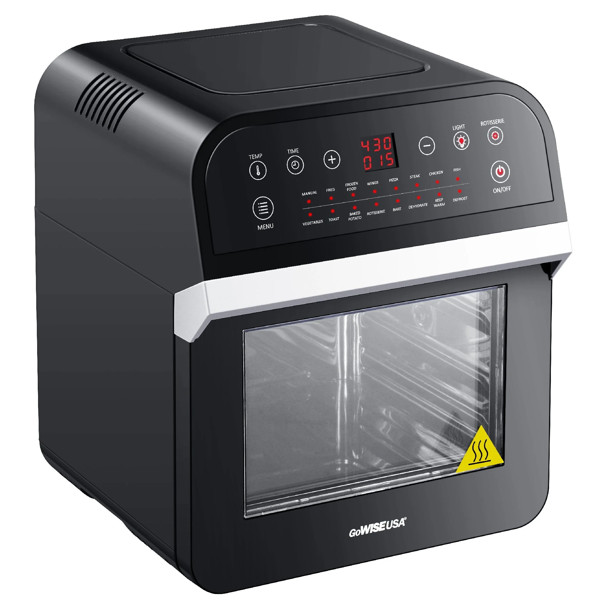 GoWISE USA 12.7-QT Air Fryer Oven Deluxe with Accessories & 1 Pack of Parchment Paper, Black