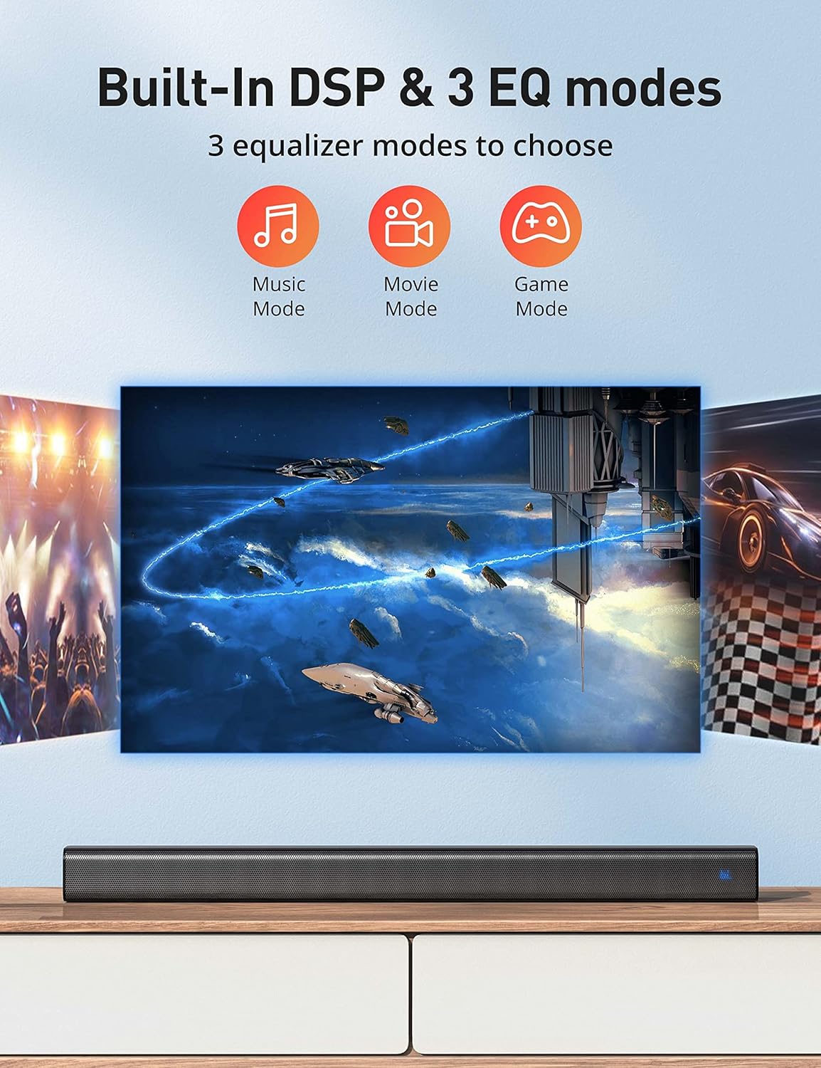 Sound bar for TV, Evatronic 50W TV Soundbar TV Speaker, Bluetooth 5.0 Wired & Wireless Three Equalizer Mode Stereo 31-inch Home Audio Sound bar Optical/Aux/RCA Connection, Remote Control