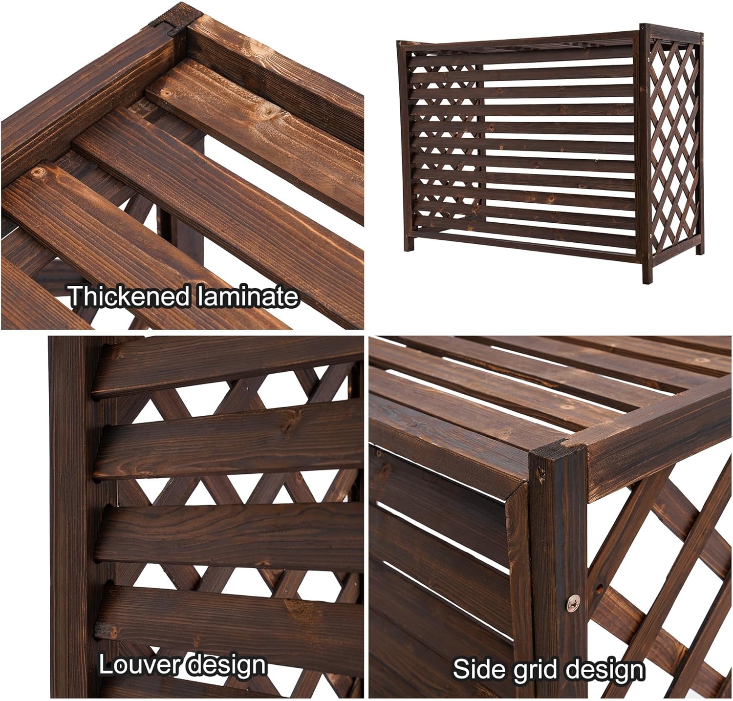 Ac fence for outside unit, Air Conditioner Privacy Fence, air conditioner fence 3 panel, Plant Stand, Freestanding Privacy Screen Fence Panels, for Home, Trash Cans, Garden Fences, and Pet Fences(Size
