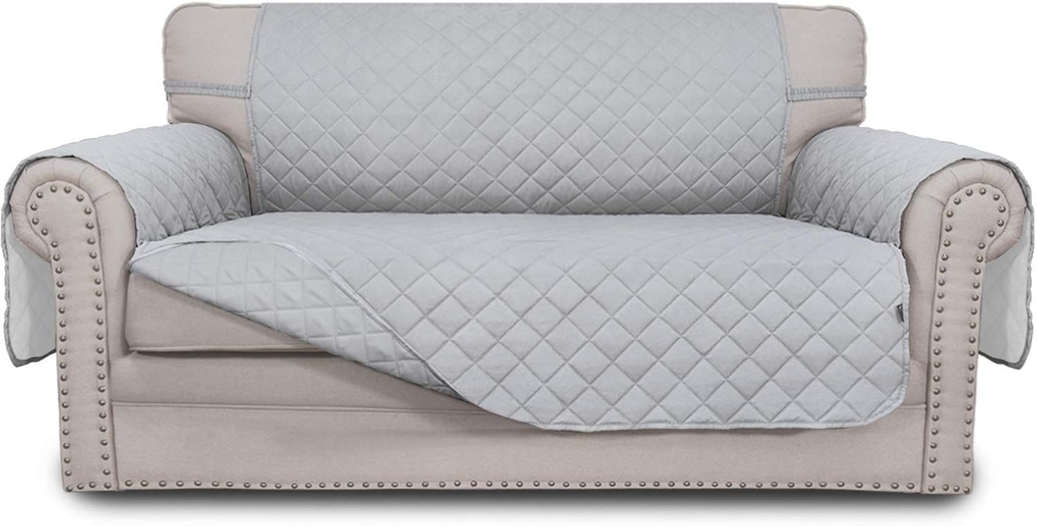 Easy-Going Sofa Slipcover Reversible Sofa Cover Water Resistant Couch Cover with Foam Sticks Elastic Straps Furniture Protector for Pets Kids Children Dog Cat (Sofa, Darkgray/Beige)